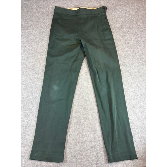 Vintage 90s Chino Pants Mens Size 30x28.5 Dark Green Flat Front Trousers Classic - Picture 1 of 7